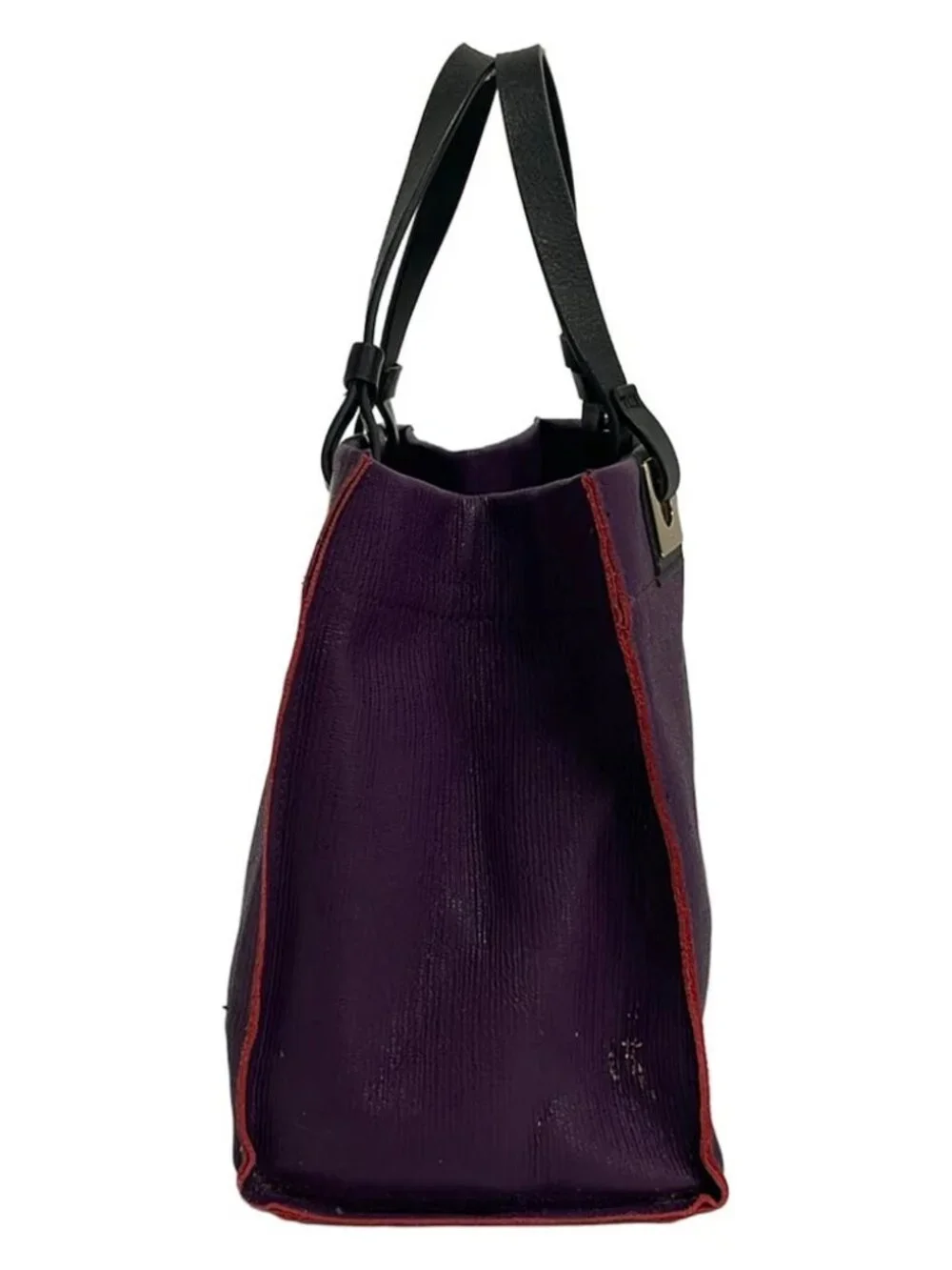 FURLA Purple Black Red PVC Leather Tote Bag